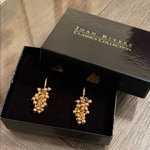 Joan Rivers Grape Cluster Lever Back Earrings Golden Finish Bead Earrings